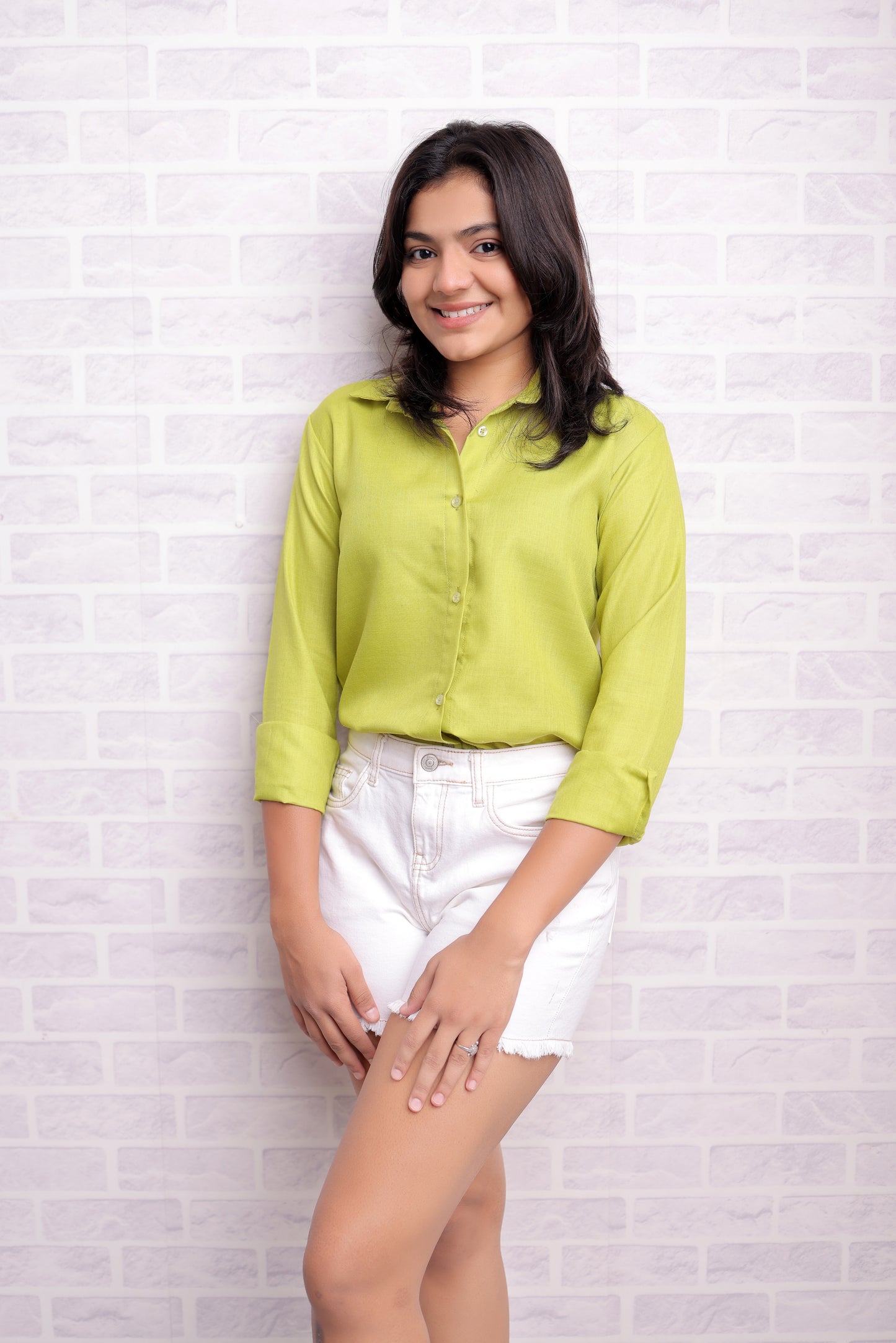 Women Canary Green Full Sleeve Shirt