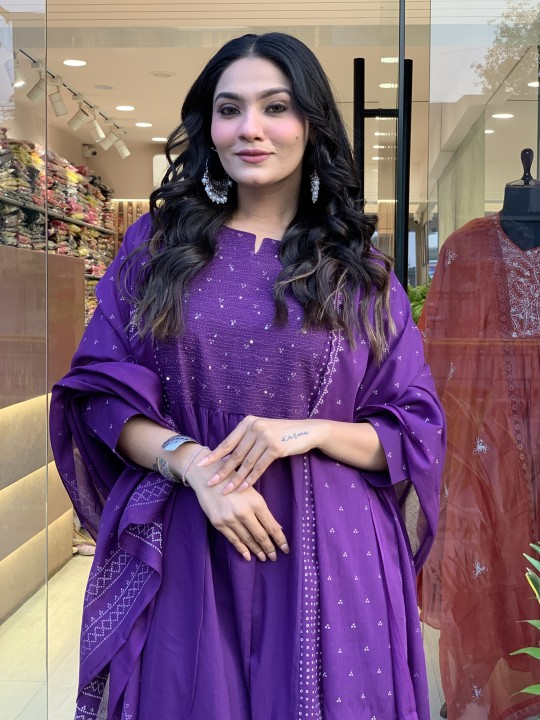 Voluminous Cotton Embroidered Kurta Pant & Dupatta
