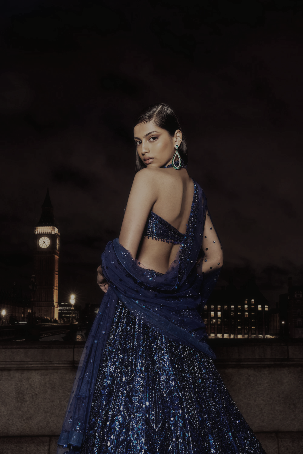 Navy Blue Net Lehenga Choli