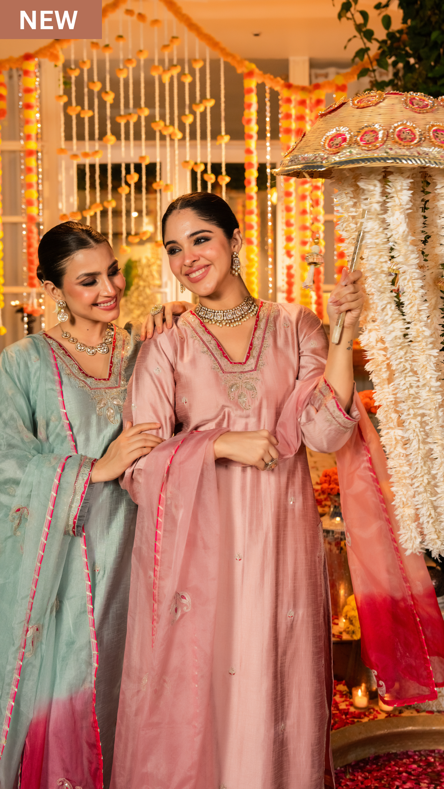 Rose Dola Silk Hand Work Suit Set
