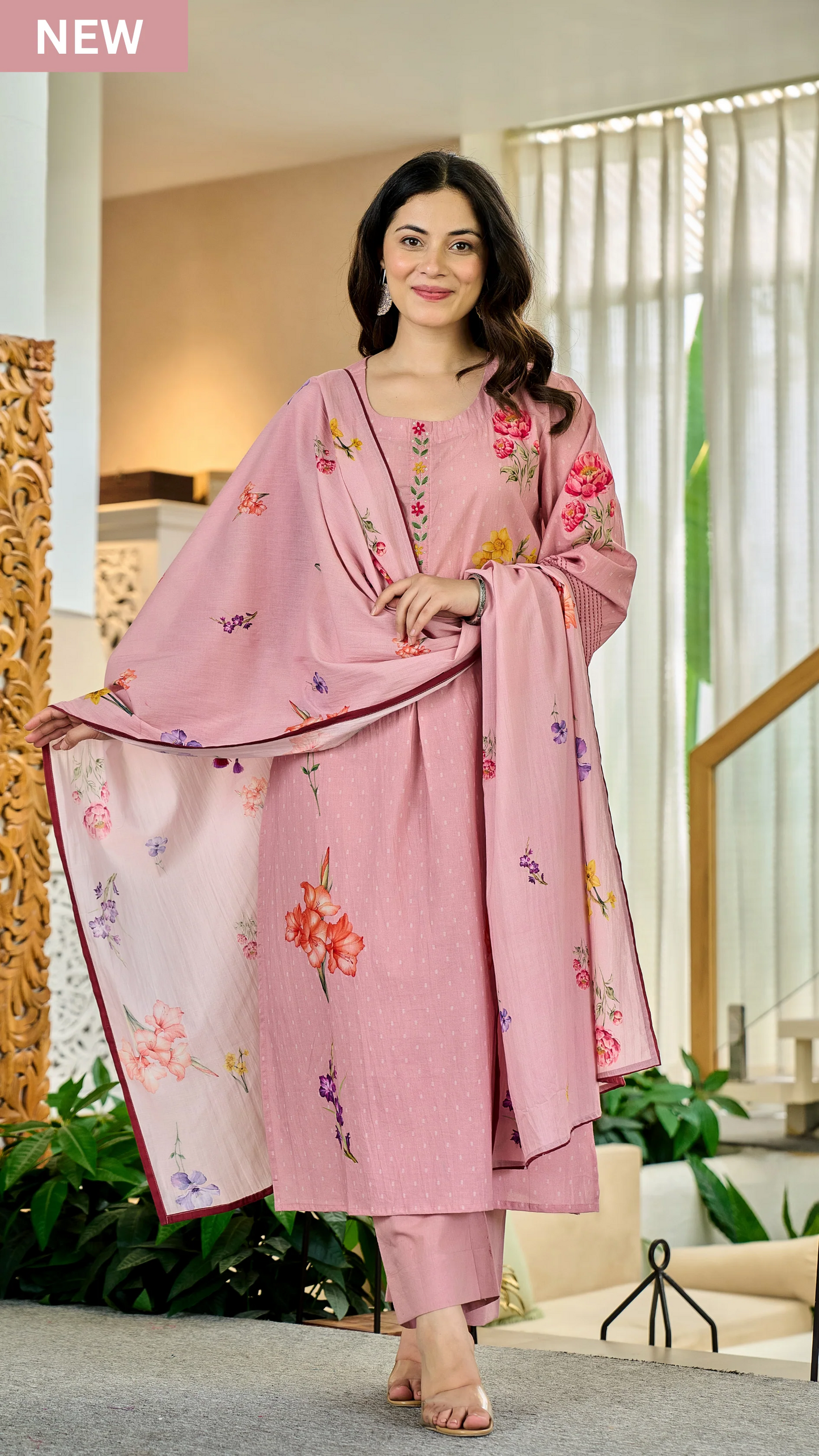 Cotton Dusty Floral Suit Set