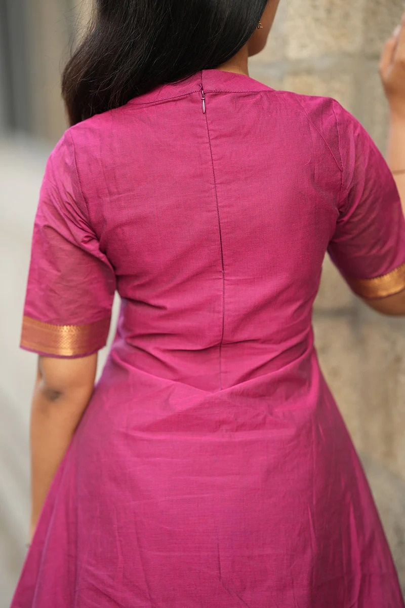 Magneta Handloom A-line Kurta Set