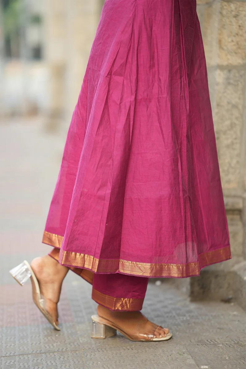 Magneta Handloom A-line Kurta Set