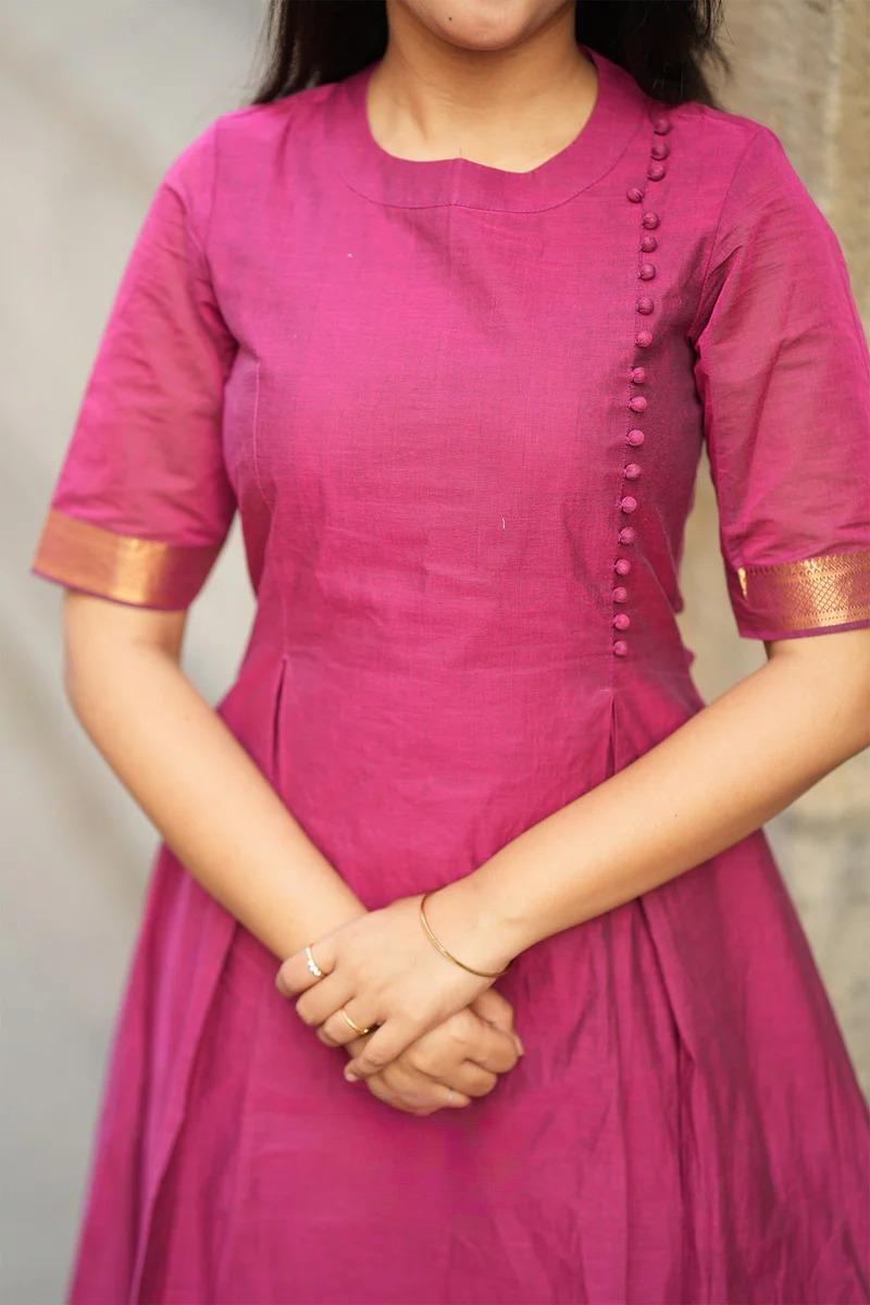 Magneta Handloom A-line Kurta Set