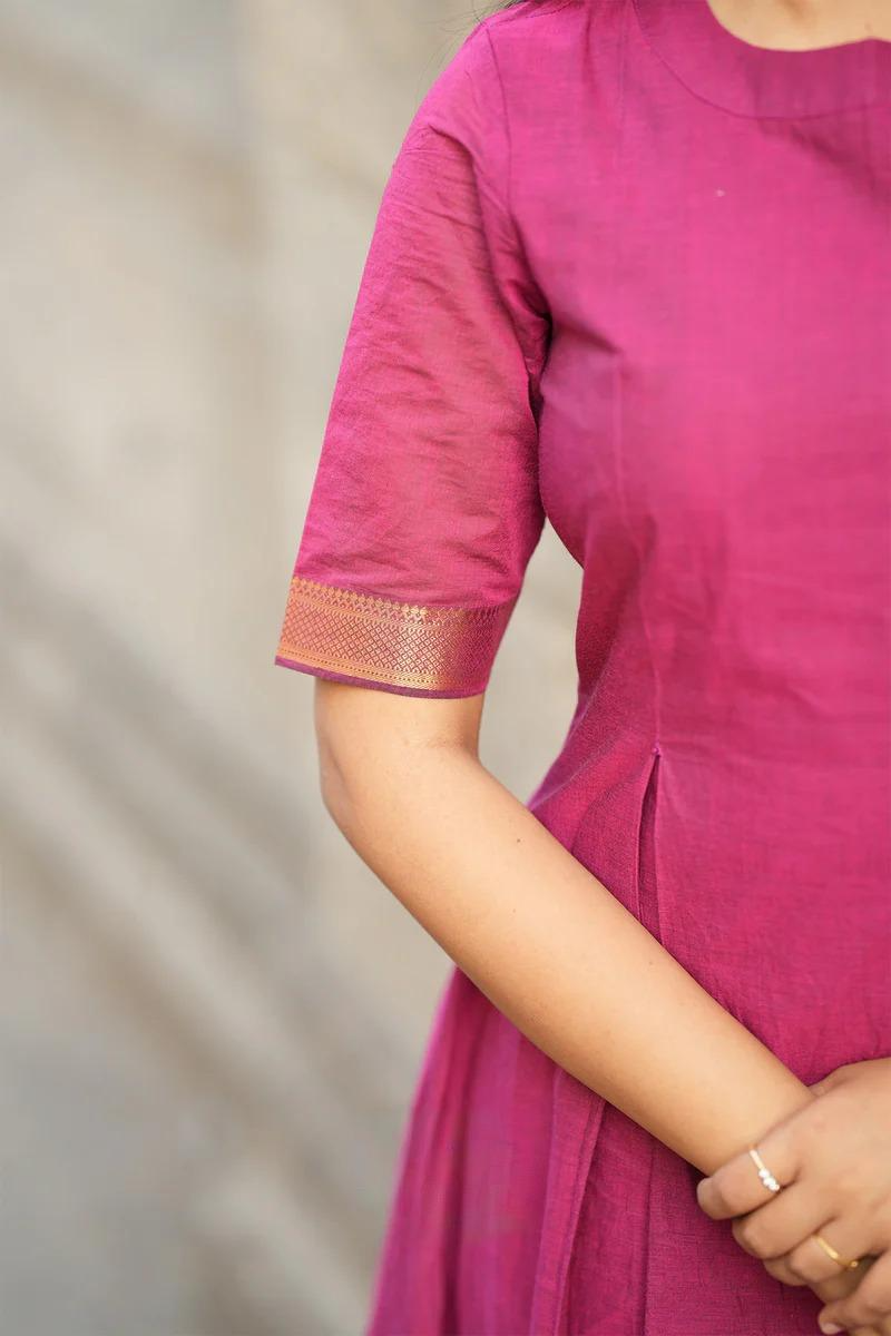 Magneta Handloom A-line Kurta Set