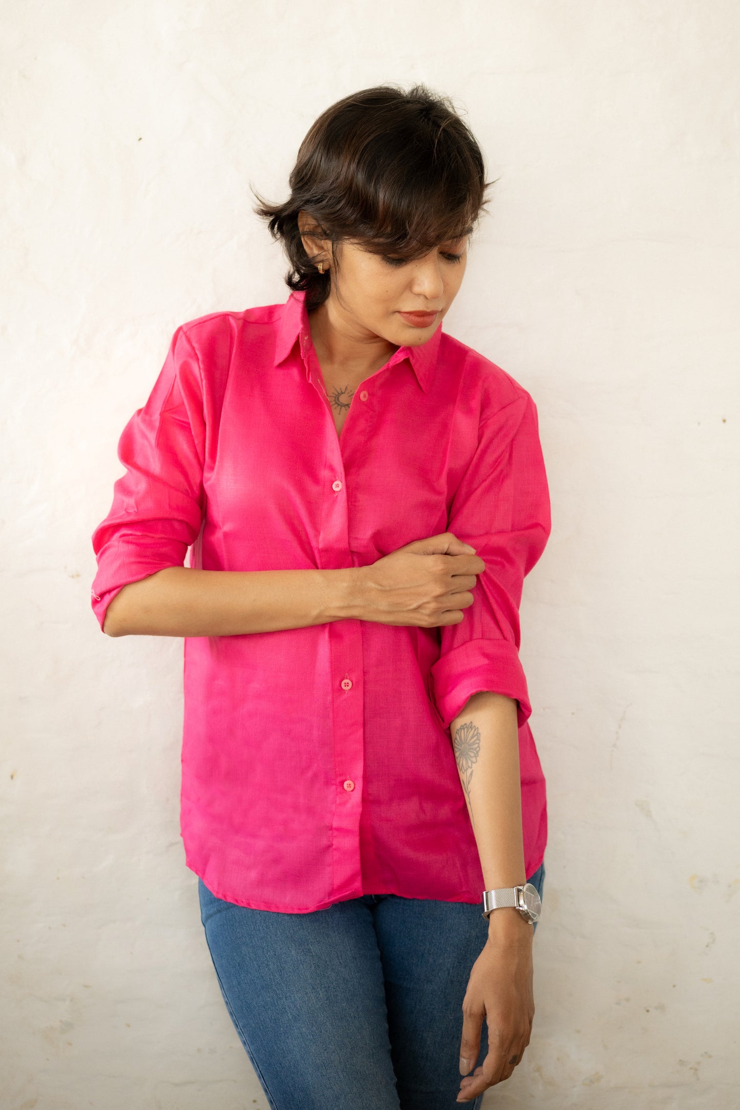 Pink Solid Comfy Casual Shirt