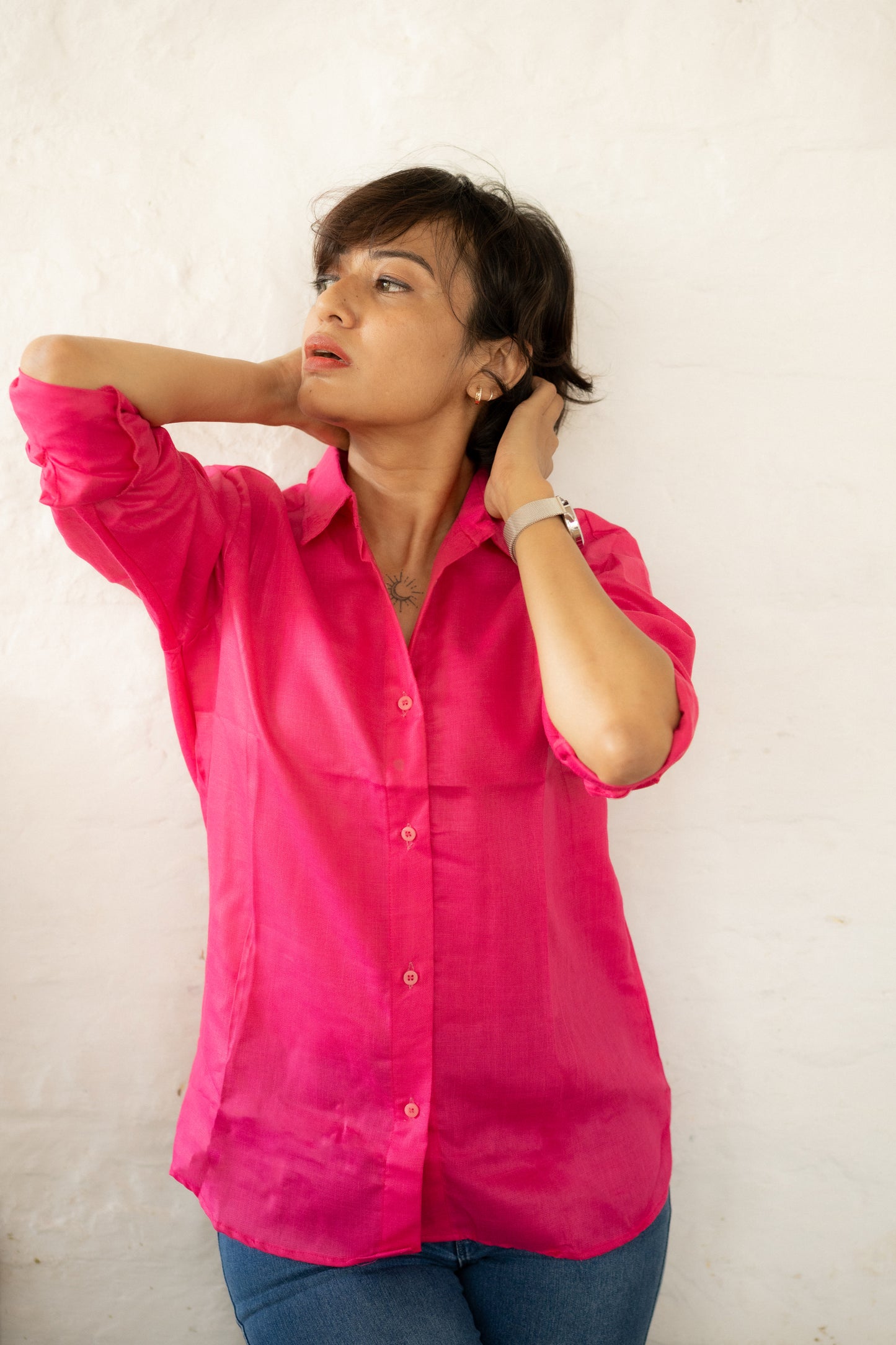 Pink Solid Comfy Casual Shirt