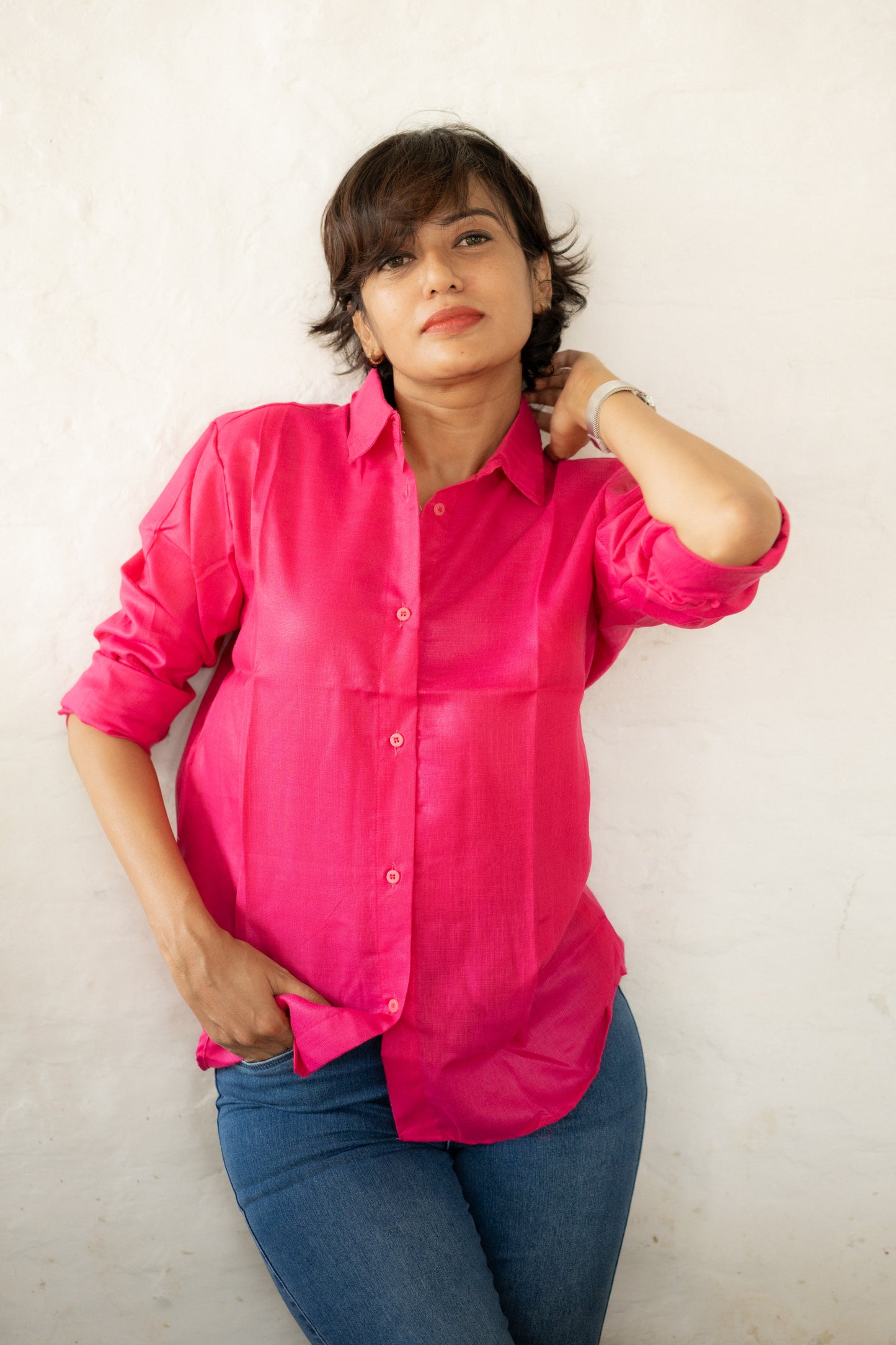 Pink Solid Comfy Casual Shirt