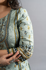 Cambridge Blue Embroidered Kurta pants with Dupatta (Set of 3)