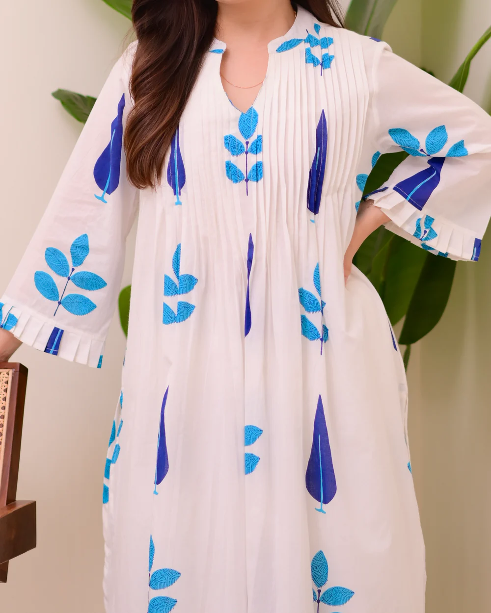 White Cotton Printed Kurta Pant Set