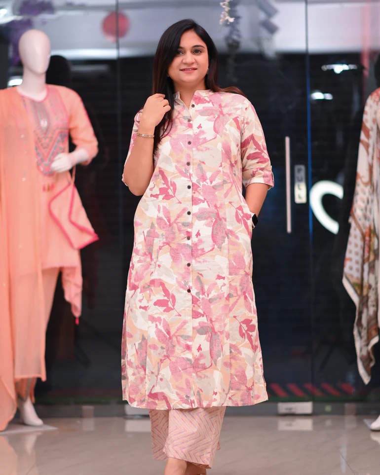 Cotton Pastel Colored Procin Printed Kurta & Pant (4 Colors)