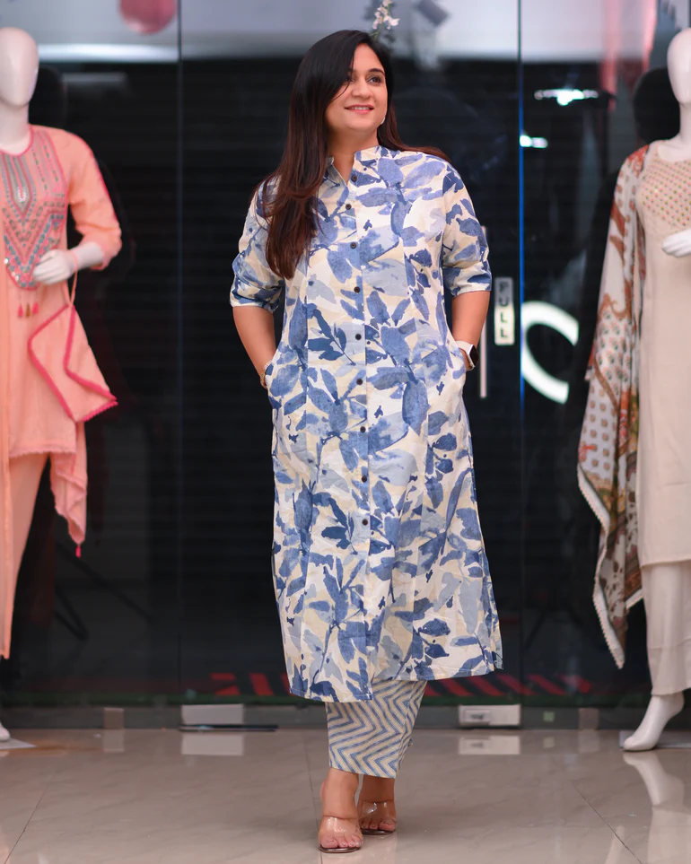 Cotton Pastel Colored Procin Printed Kurta & Pant (4 Colors)