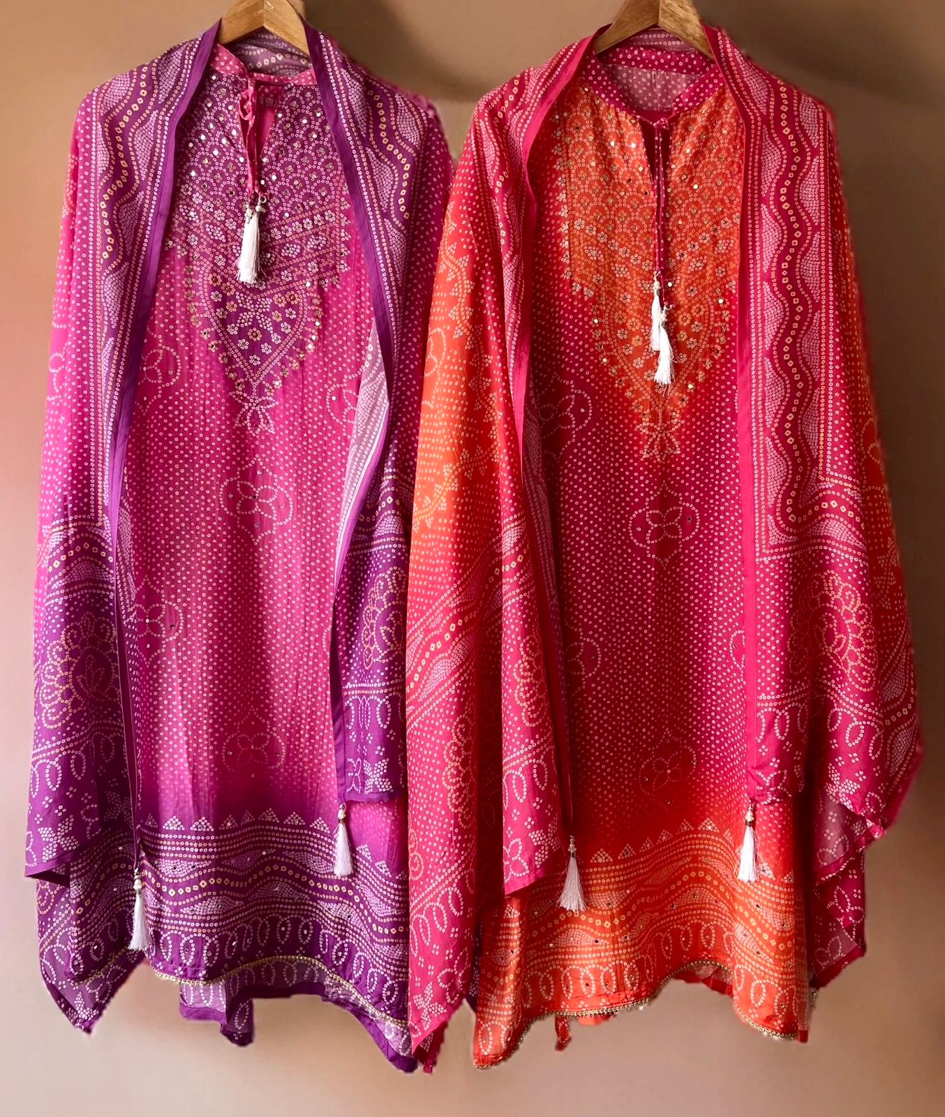 Chinon Silk Printed Kurta ,Pant & Dupatta With Real Mirror Hand Work