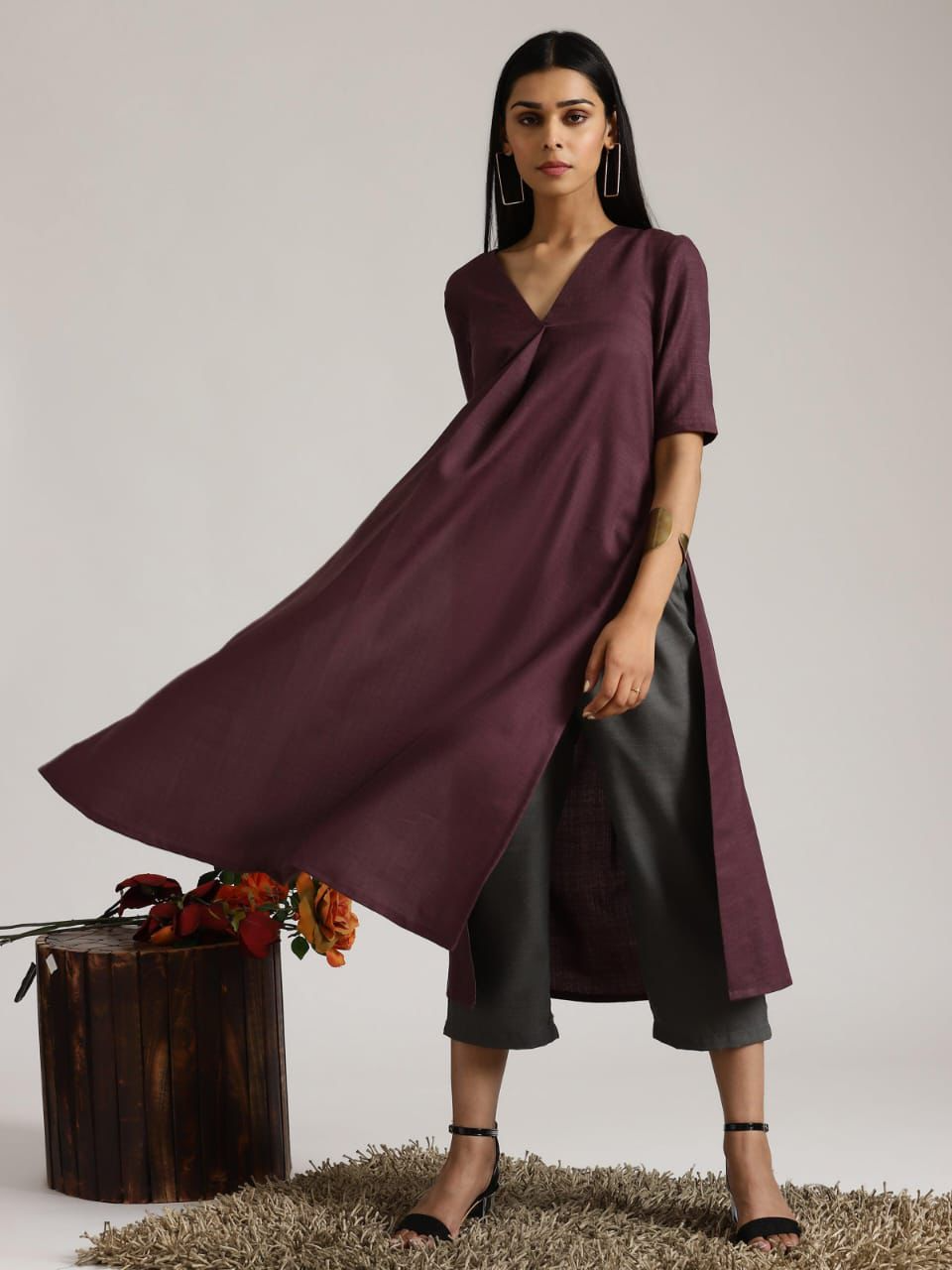 Cotton Solid Casual Co- Ord Set (Two Colors)