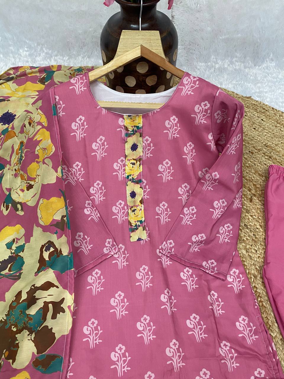 Muslin Printed Comfy Kurta Pant & Dupatta Set - 0nly one Left