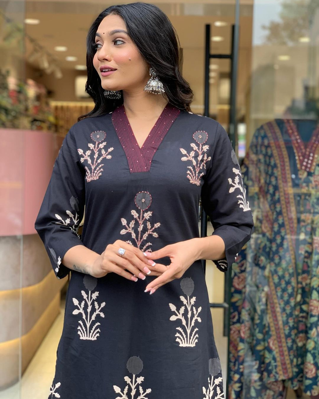 Cotton Block Printed Embroidered Kurta Pant With Dupatta (2 Colors)