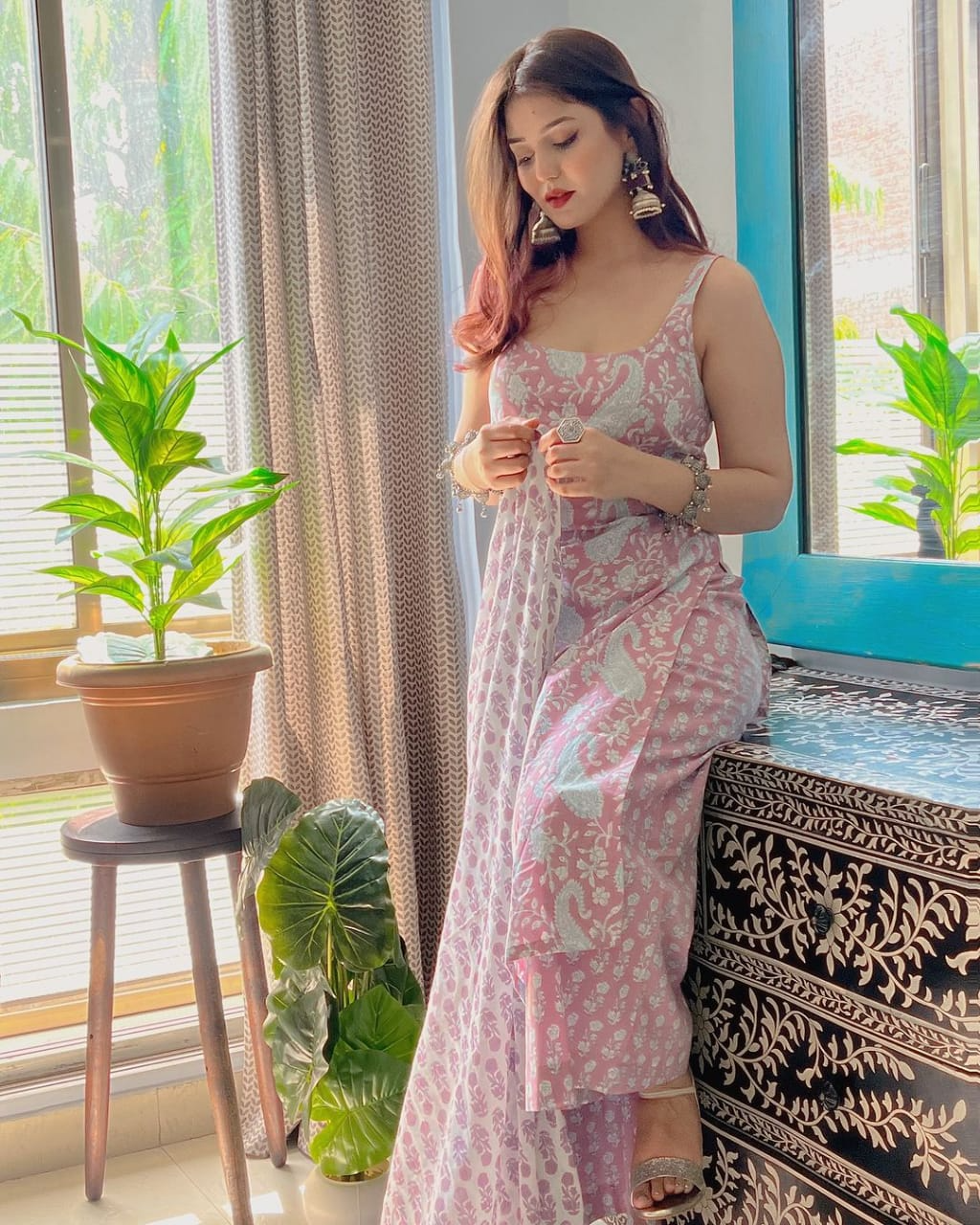Floral Cotton Hand Block Printed Kurta Pant & Dupatta