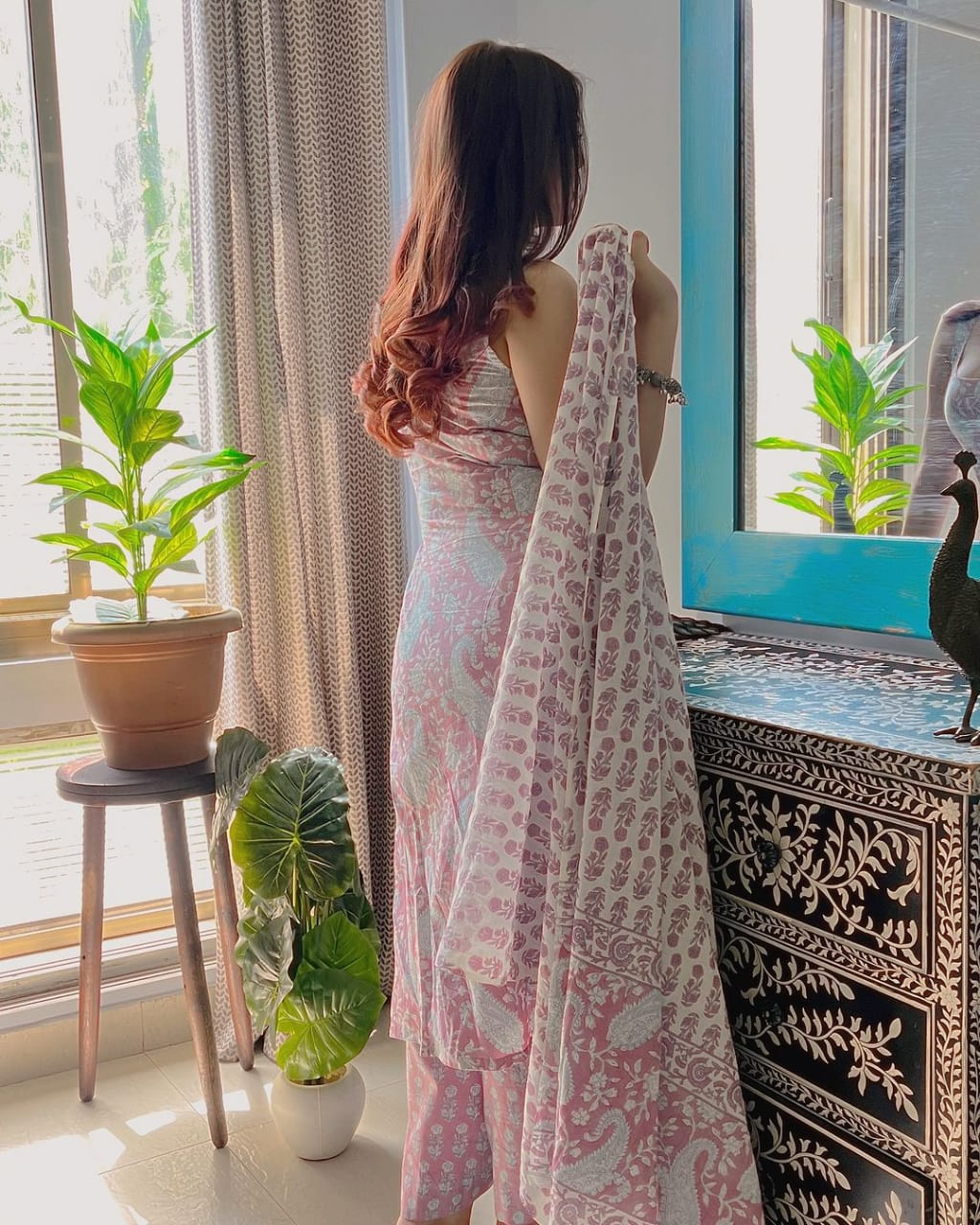 Floral Cotton Hand Block Printed Kurta Pant & Dupatta