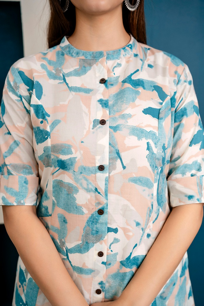 Cotton Pastel Colored Procin Printed Kurta & Pant (4 Colors)