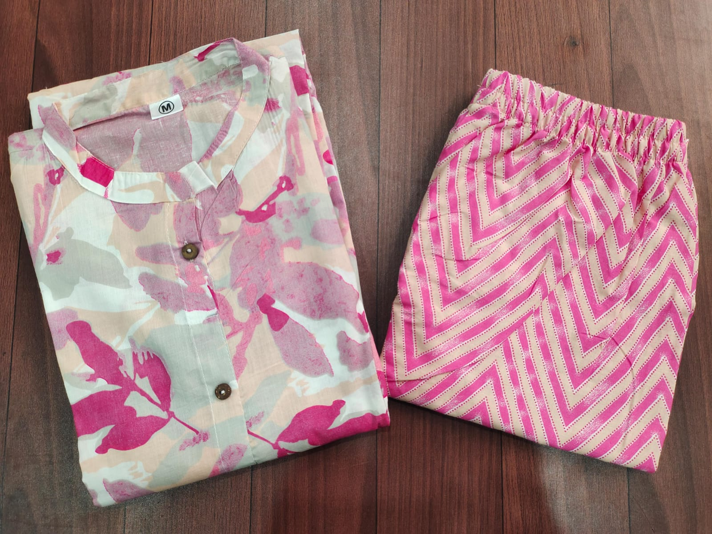 Cotton Pastel Colored Procin Printed Kurta & Pant (4 Colors)