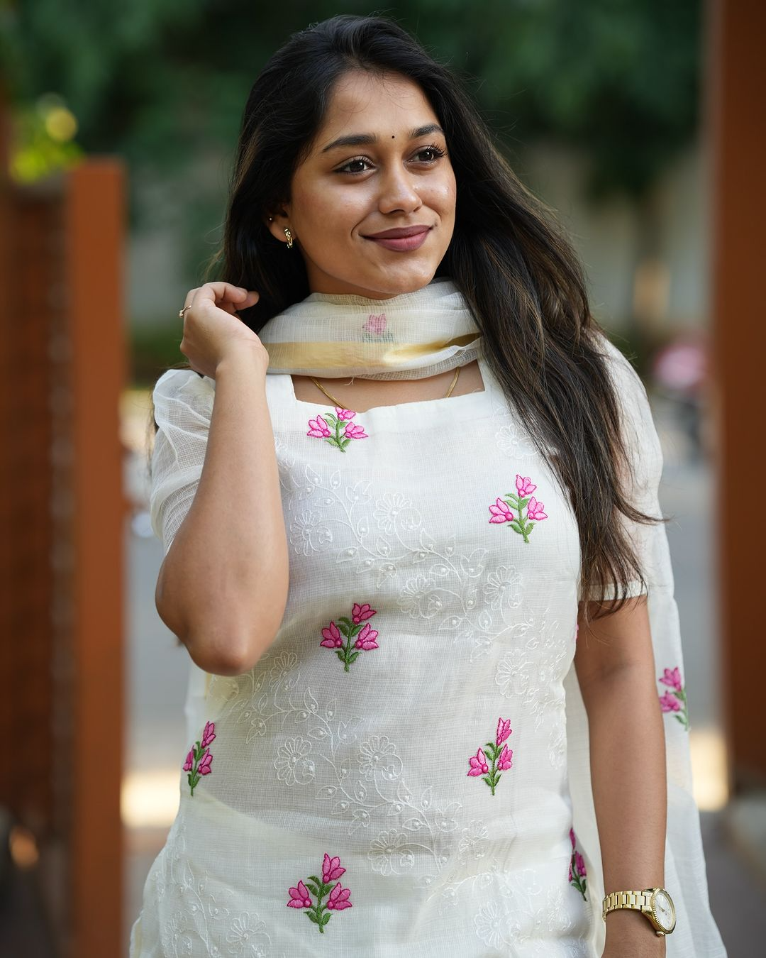 Embroidered Kota Doriya Kurti Pant Dupattta With Soft Cotton Lining