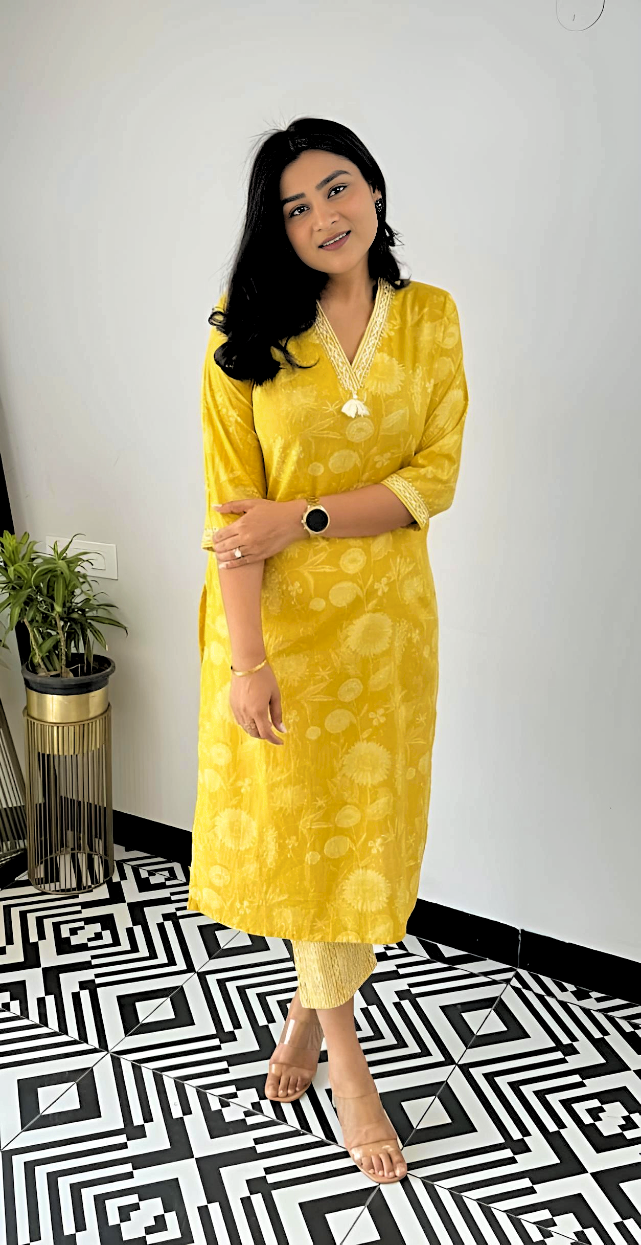 Comfy Cotton Printed Co-Ord Set -Yellow
