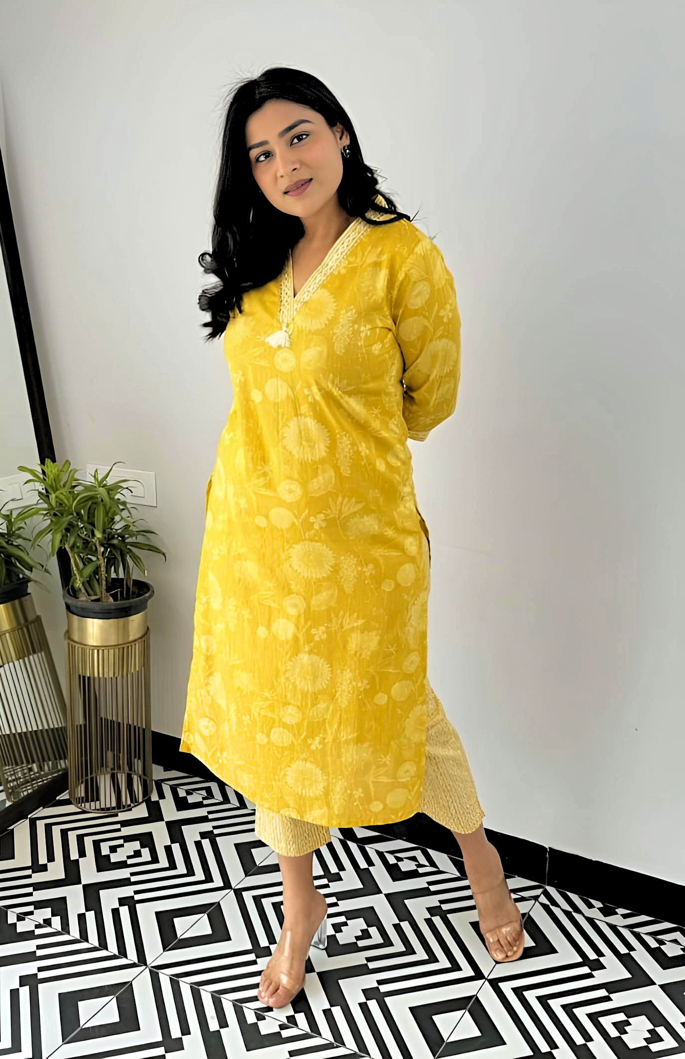 Comfy Cotton Printed Co-Ord Set -Yellow
