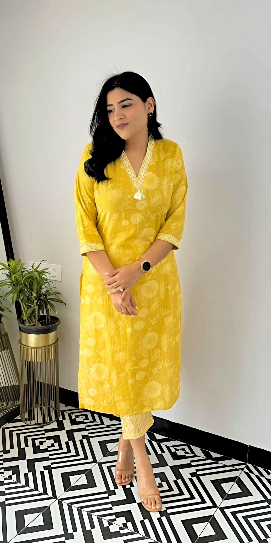 Comfy Cotton Printed Co-Ord Set -Yellow