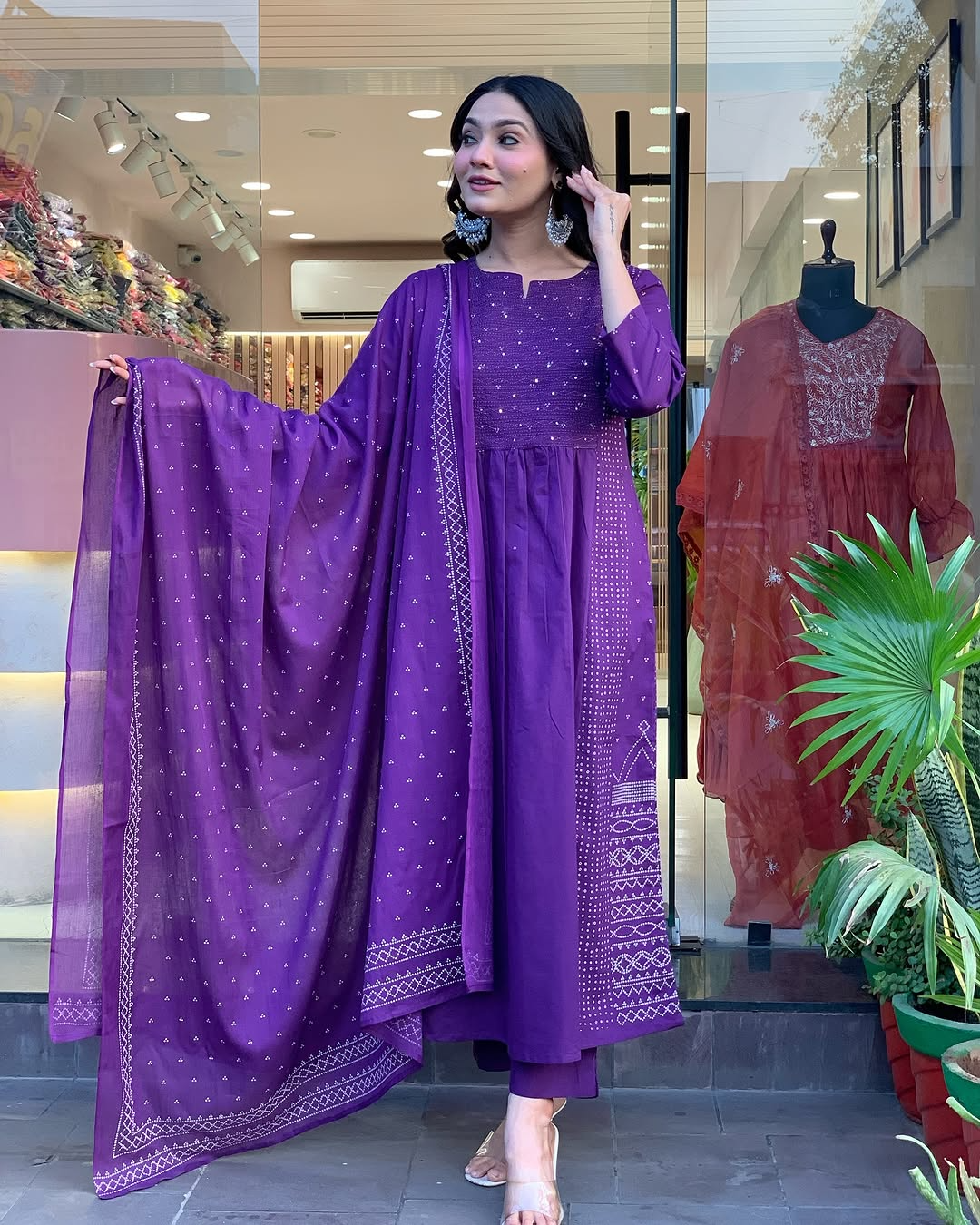 Voluminous Cotton Embroidered Kurta Pant & Dupatta