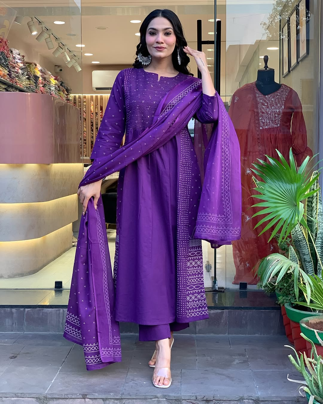 Voluminous Cotton Embroidered Kurta Pant & Dupatta