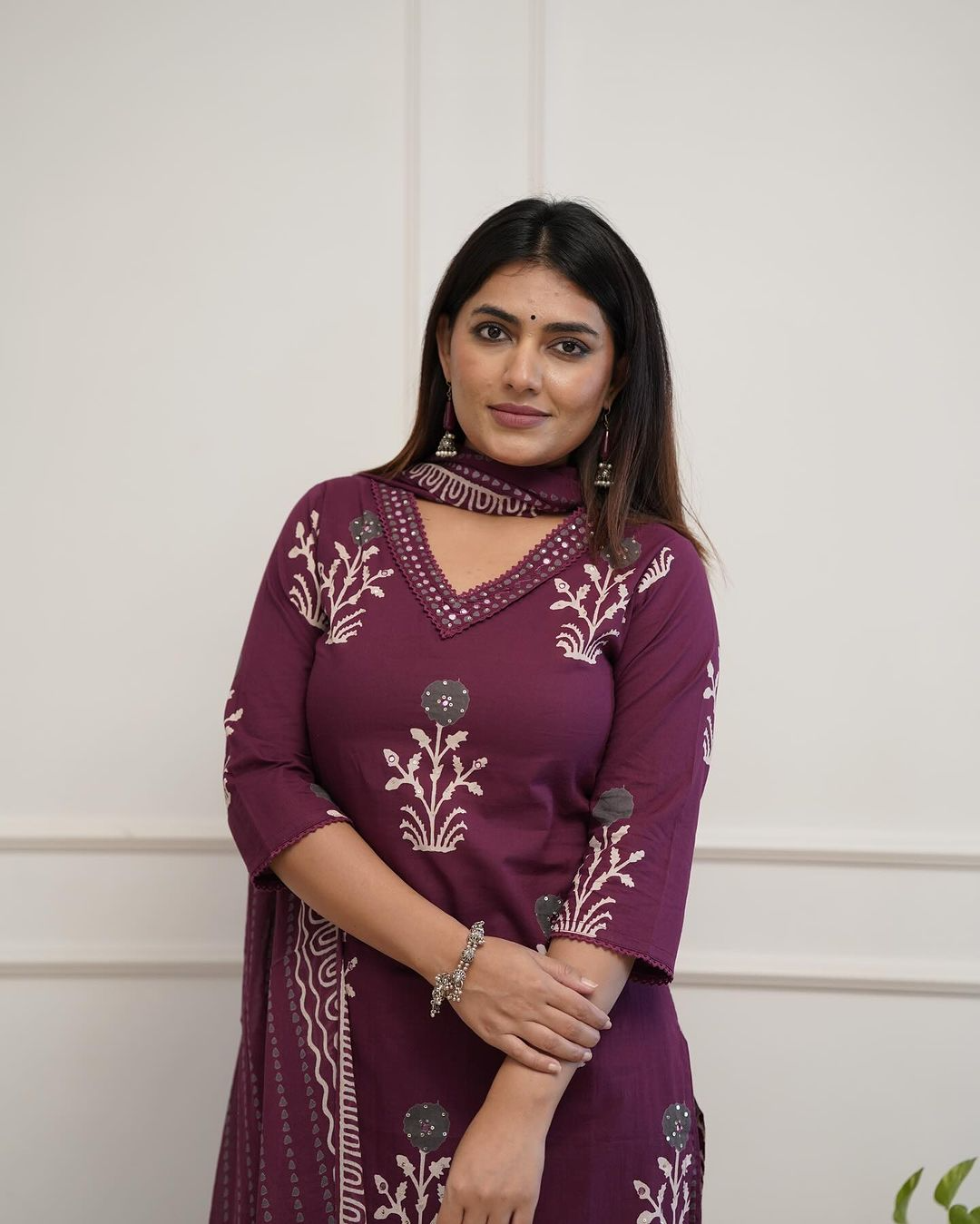 Cotton Printed Straight Kurti Plazzo With Dupatta