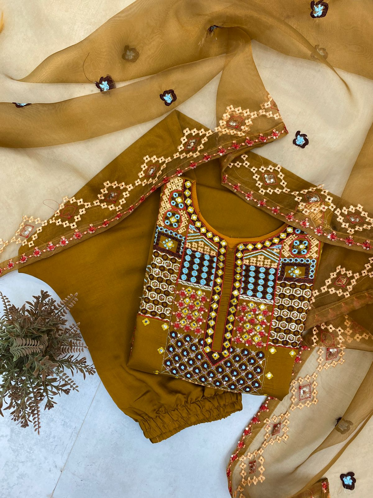 Roman Silk Sequence Embroidered Work Kurta Pant With Dupatta
