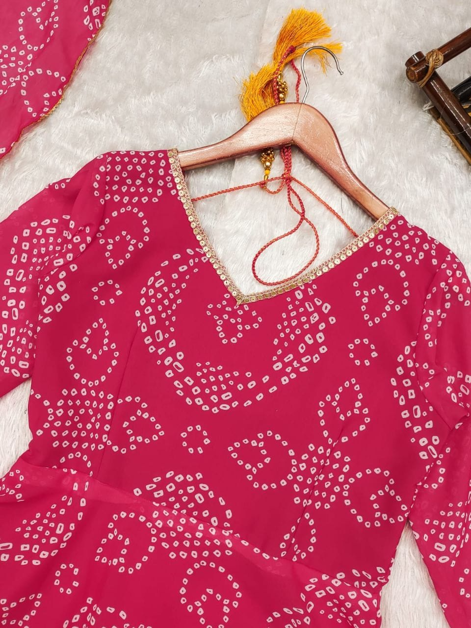 Pink Bandhani Printed Anarkali Suit
