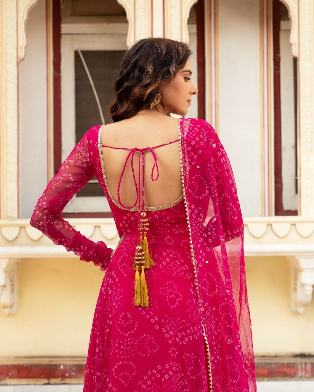 Pink Bandhani Printed Anarkali Suit