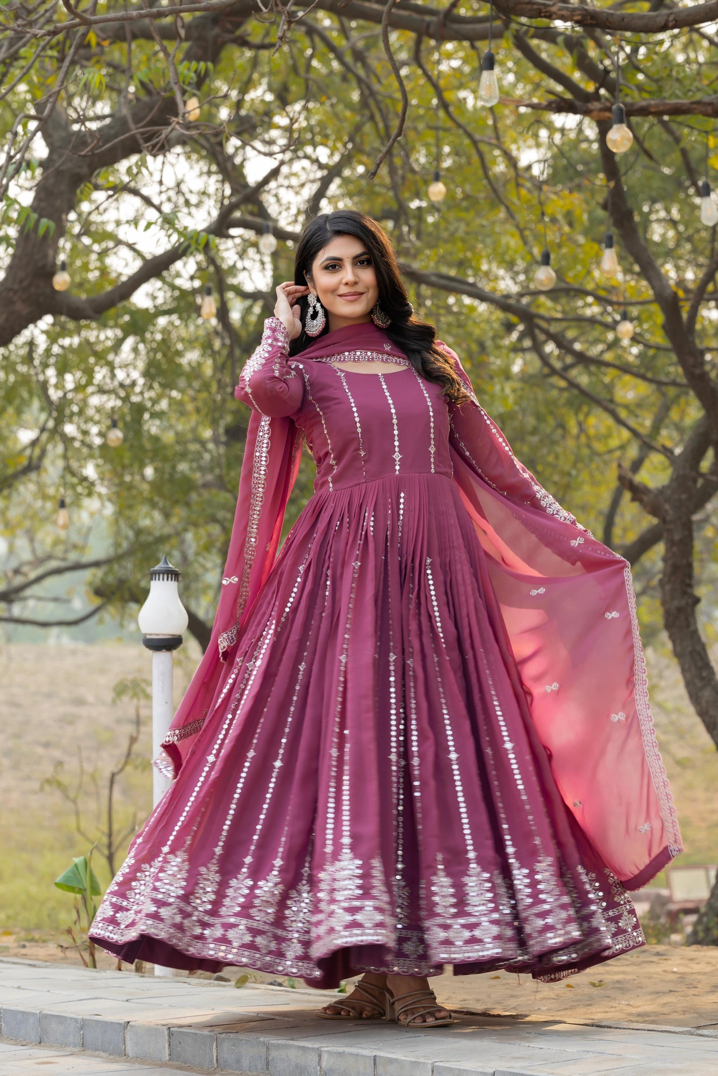Haldi Special Georgette Embroidered Gown (2 Colors)