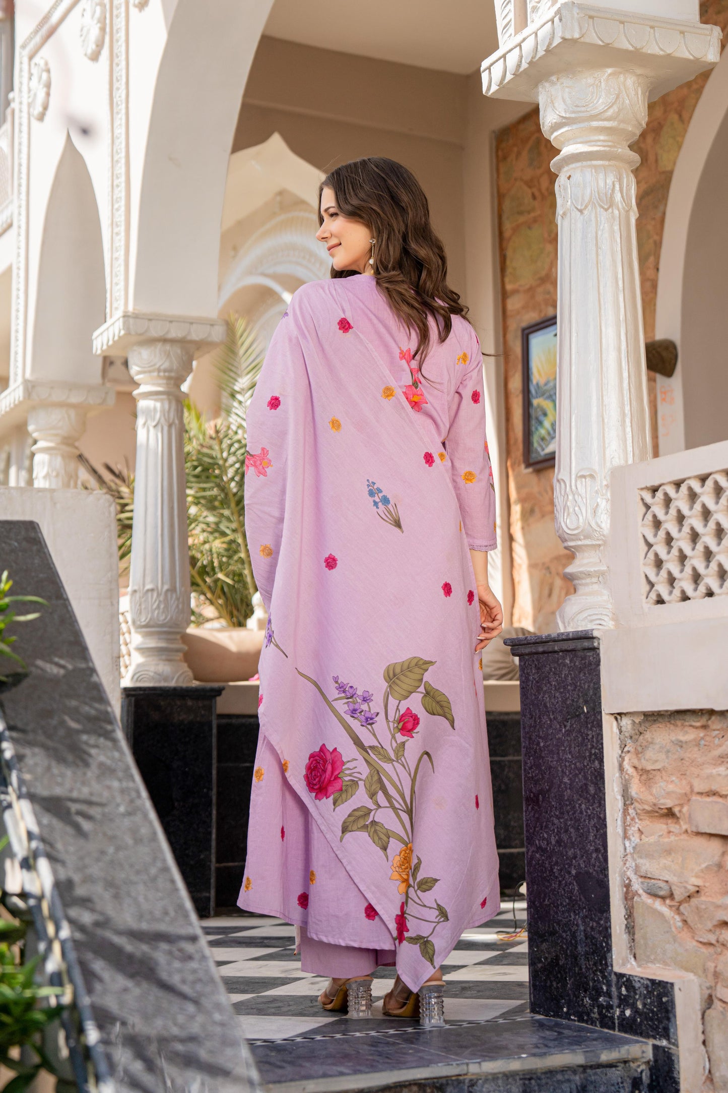 Beautiful Mul Cotton Brush Printed Anarkali Suit (2 Colors)