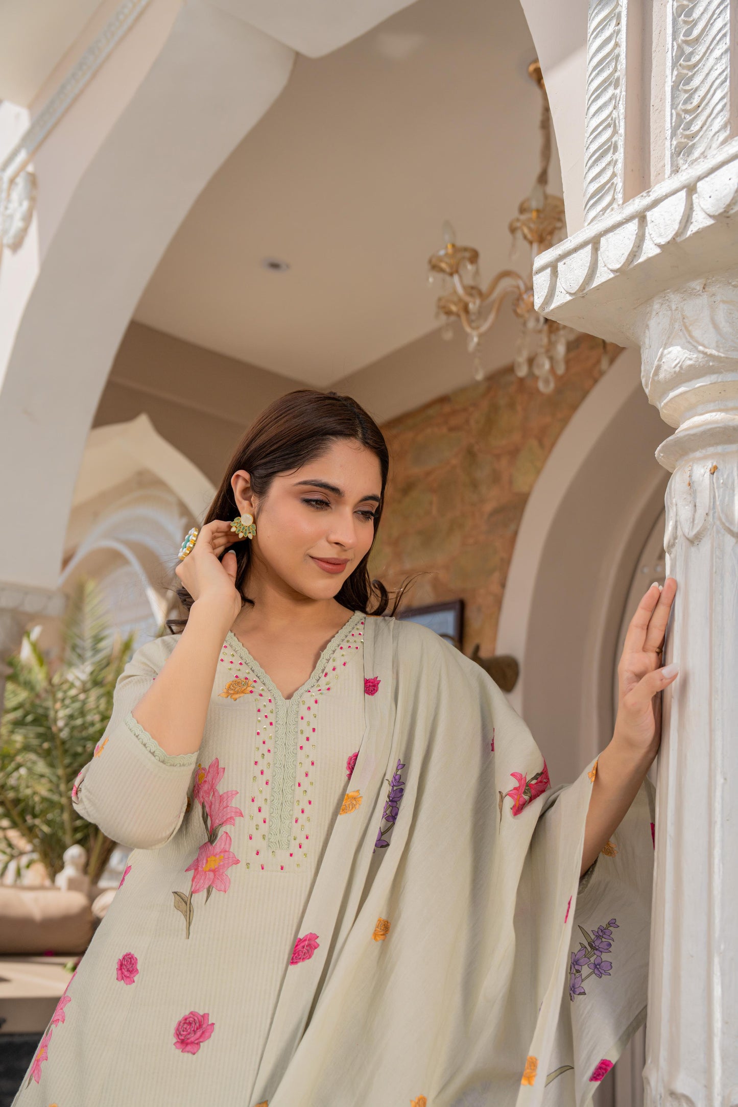 Beautiful Mul Cotton Brush Printed Anarkali Suit (2 Colors)