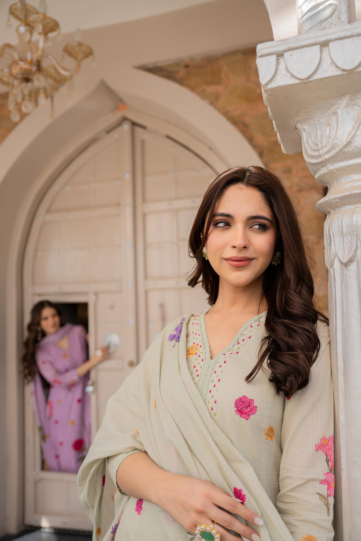 Beautiful Mul Cotton Brush Printed Anarkali Suit (2 Colors)