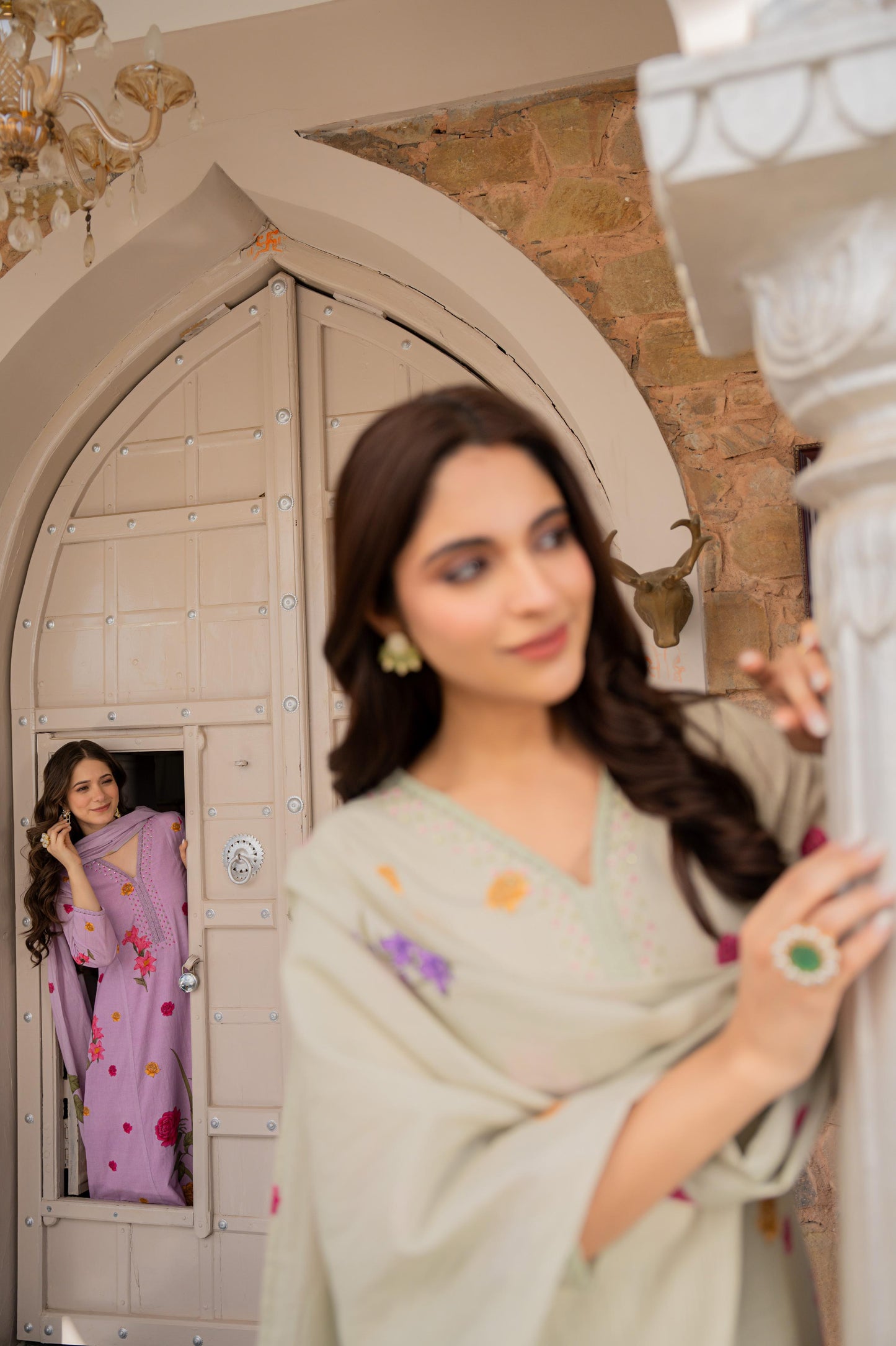 Beautiful Mul Cotton Brush Printed Anarkali Suit (2 Colors)