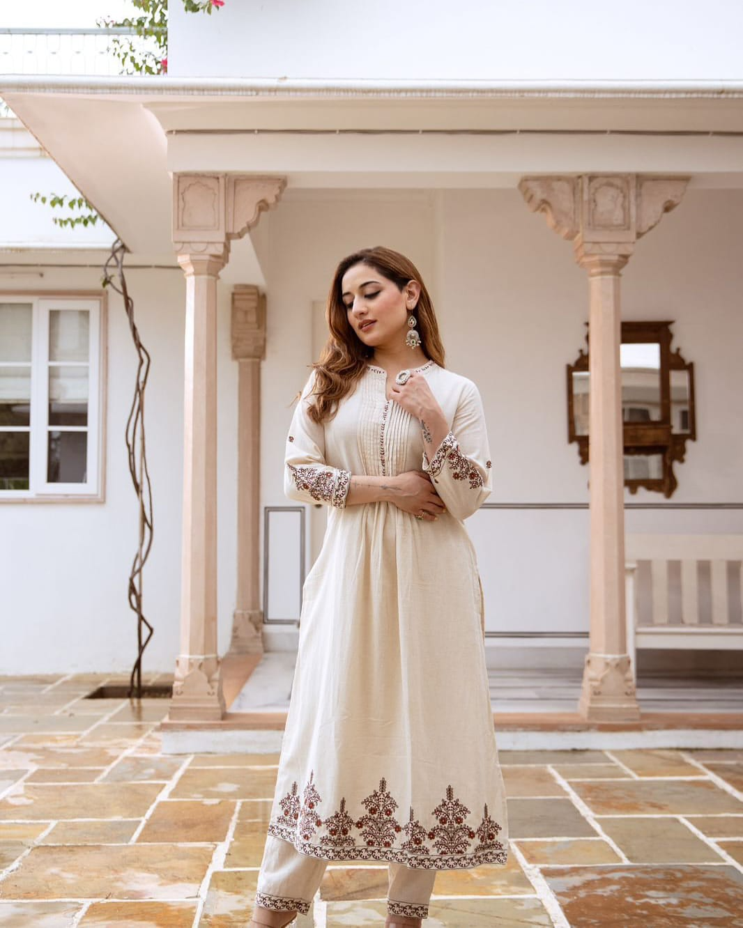 South Cotton Embroidered Kurta Pant Set