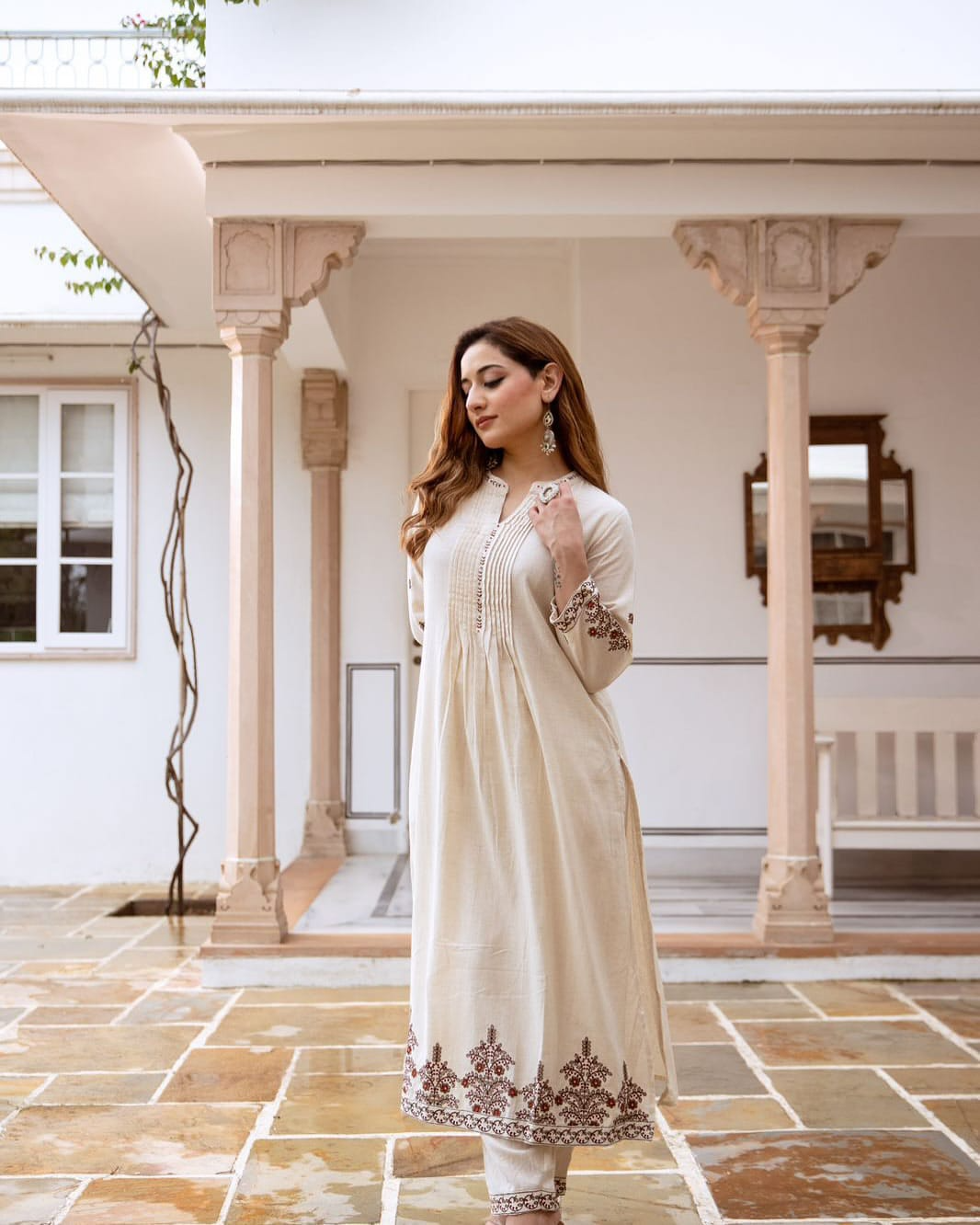 South Cotton Embroidered Kurta Pant Set