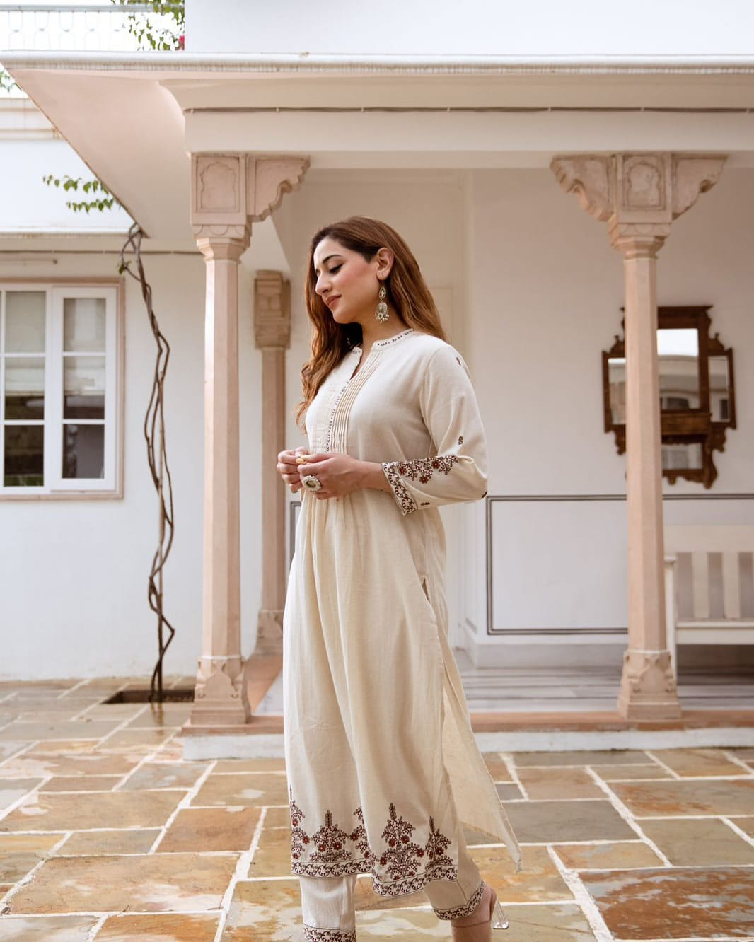 South Cotton Embroidered Kurta Pant Set