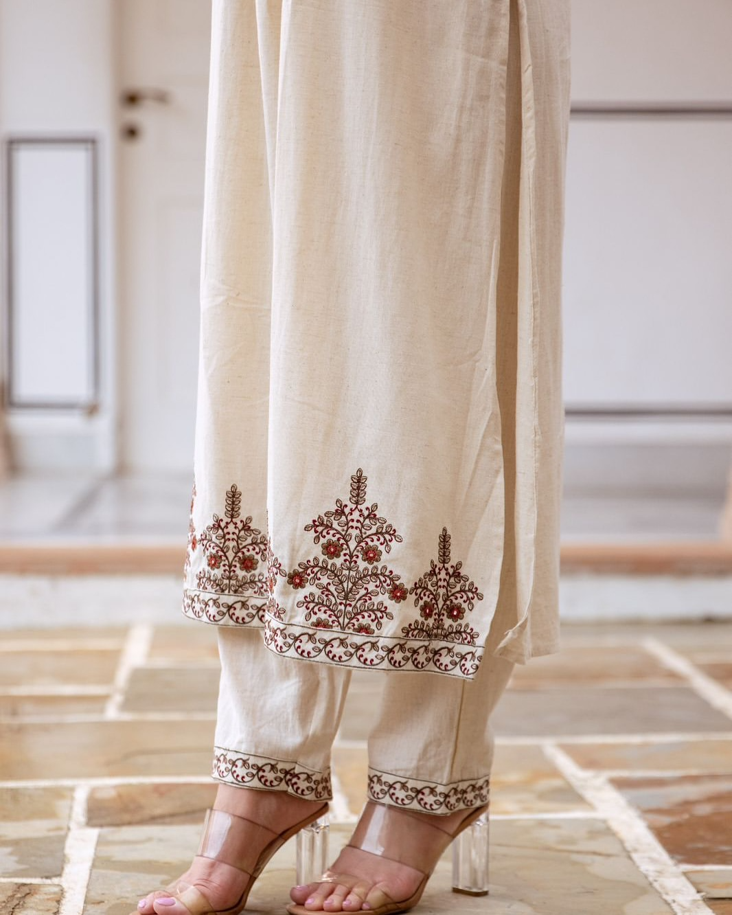 South Cotton Embroidered Kurta Pant Set