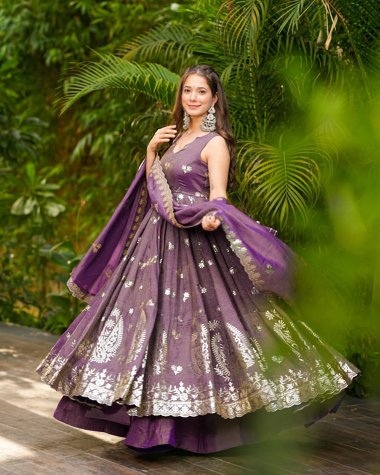 Festive Cosmos Embroidered Gown