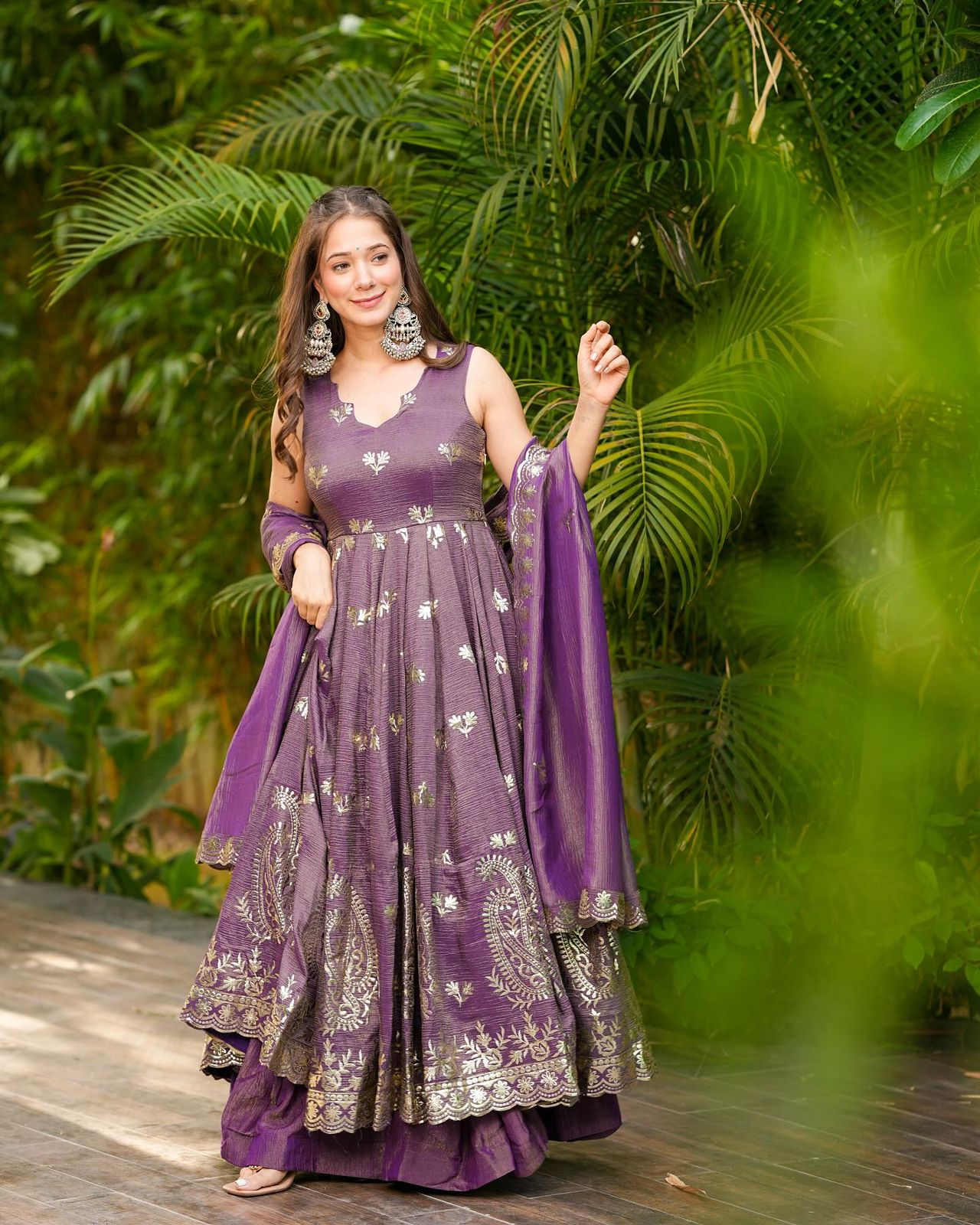 Festive Cosmos Embroidered Gown