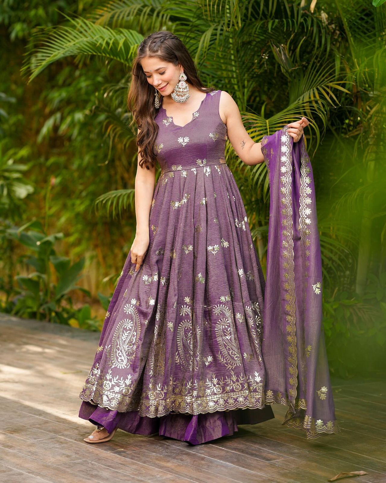 Festive Cosmos Embroidered Gown