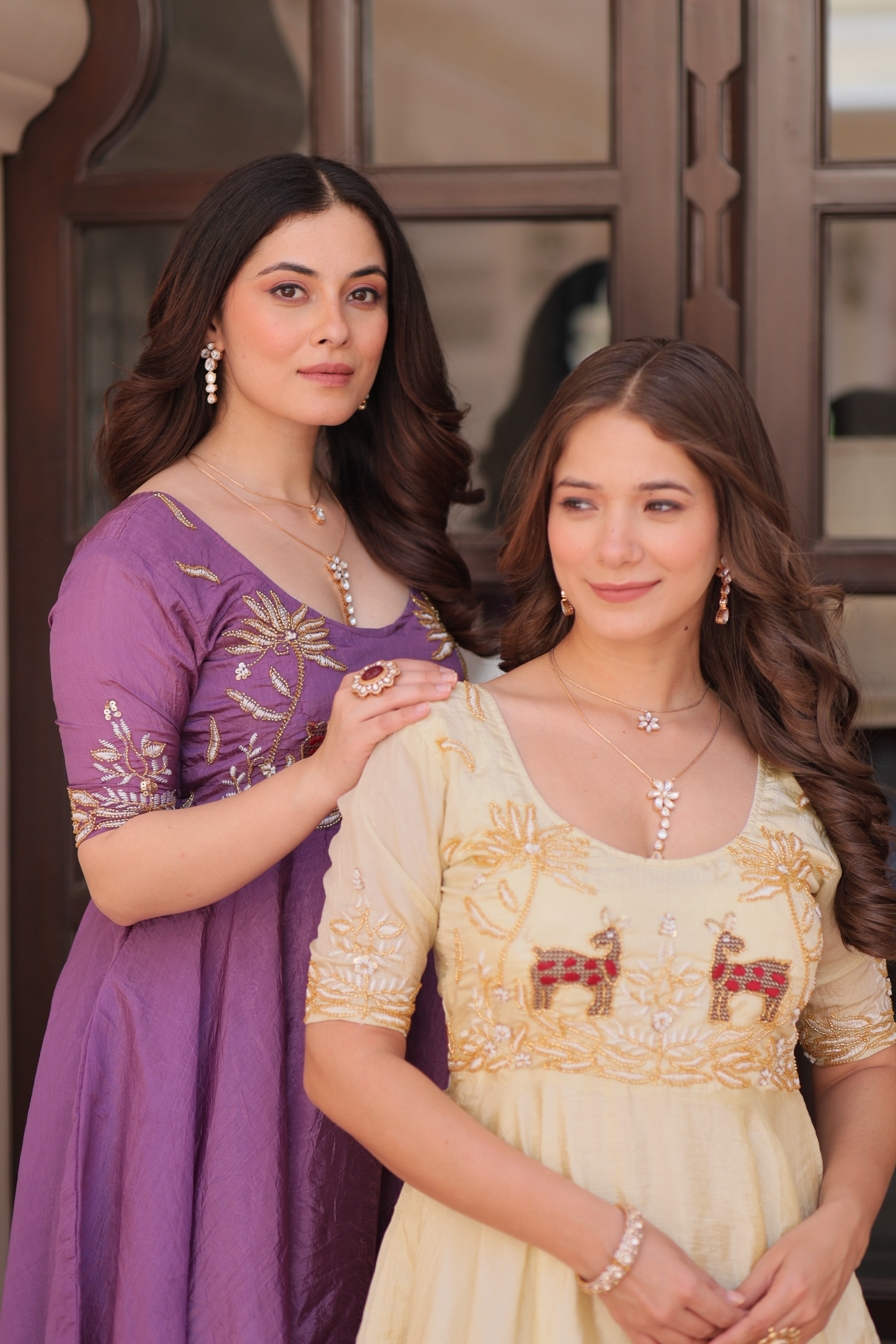 Purple Gold Crush Beads Embroidered Gown