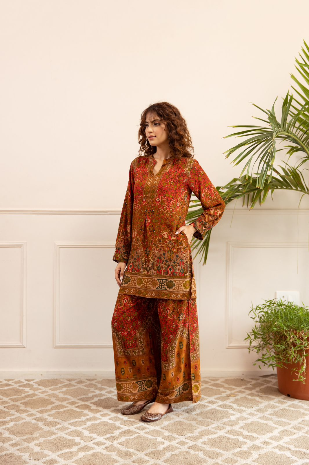 Orange Multi Coloured Cosy Comfy Kurta Palazzo Set