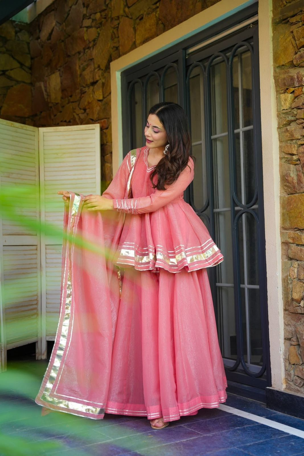 Tabby Organza Shimmering Petal Sharara Suit Set