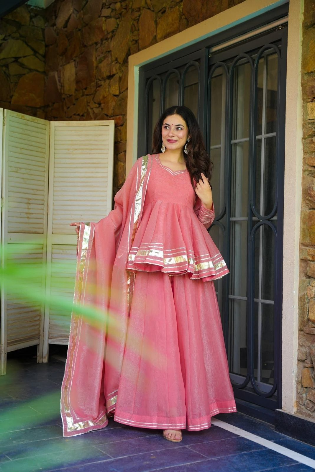 Tabby Organza Shimmering Petal Sharara Suit Set